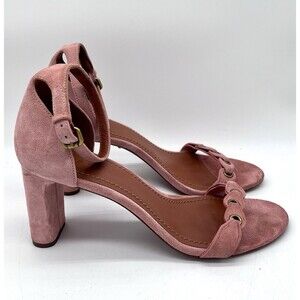 Coach Heel Sandal With Coach Link Peony Suede  Womens Size 9.5 B